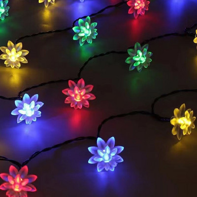 10/20/40LED Lotus Garland Fairy Lights āra mākslīgo ziedu virtenes gaismas Ziemassvētku eglītes kāzu ballītei mājas dekorēšanai