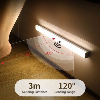 LED интелигентен сензор за движение нощни светлини 3 режима АВТОМАТИЧЕН превключвател на светлините за шкаф гардероб гардероб коридор презареждаща се магнитна стенна лампа