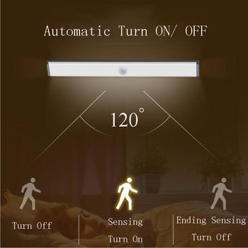 LED интелигентен сензор за движение нощни светлини 3 режима АВТОМАТИЧЕН превключвател на светлините за шкаф гардероб гардероб коридор презареждаща се магнитна стенна лампа