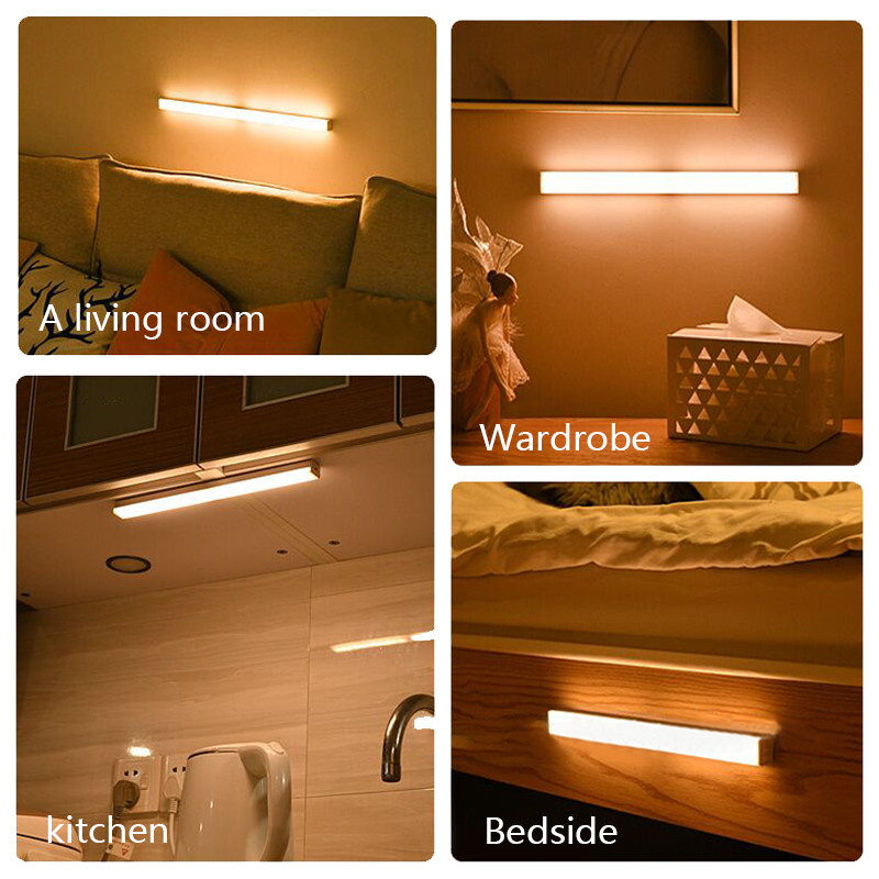 LED pametna noćna svjetla sa senzorom pokreta 3 načina rada AUTO Svjetla s prekidačem za ormar Ormar, hodnik Punjiva magnetna zidna svjetiljka