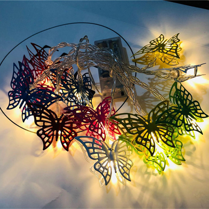 2,5 m 10 šviesos diodų LED Kalėdų kaltinės geležies spalvos drugelio fėjos šviesos stygos Kalėdų puošmena namų šventei girlianda miegamojo dekoras