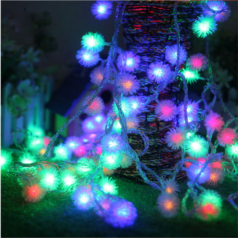 10M 100led karvane pall Edelweiss 8 režiimiga String Light AC220V värviline sise-/väljas Ramadani festivali pidu Dekoratsioon Garland