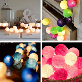 20 LED памучни топки с гирлянди 2.2M Коледна приказна лампа Фестивал Празнично сватбено тържество Декорация на домашно легло