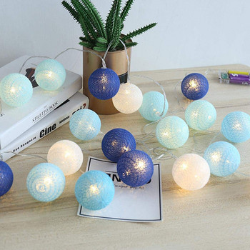 20 LED памучни топки с гирлянди 2.2M Коледна приказна лампа Фестивал Празнично сватбено тържество Декорация на домашно легло