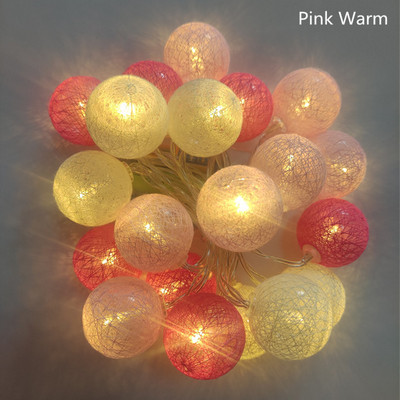 20 LED lampica s vijencem od pamučne kuglice 2,2 M Božićna bajkovita svjetiljka Festival blagdanske svadbene zabave Dekoracija kućnog kreveta