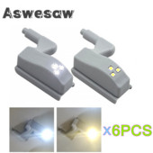 6 kom LED svjetiljka s unutarnjim šarkama ispod svjetla u ormariću Univerzalna svjetla na senzor ormarića za spavaću sobu Kuhinja Ormar Noćna lampa