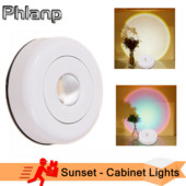 Phlanp LED svjetiljke za ormare na dodir na baterije Stick on Wall Lampa za zalazak sunca za kuhinju, spavaću sobu, ormar NightLight projekcijska lampa