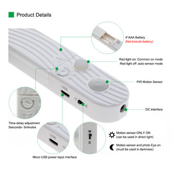 1M 2M 3M PIR сензор за движение LED осветление за кухненски шкафове 5V USB Smart Turn On OFF Лентова лента Staris Home Wardrobe Cabinet Decor