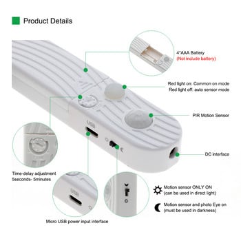 1M 2M 3M PIR сензор за движение LED осветление за кухненски шкафове 5V USB Smart Turn On OFF Лентова лента Staris Home Wardrobe Cabinet Decor