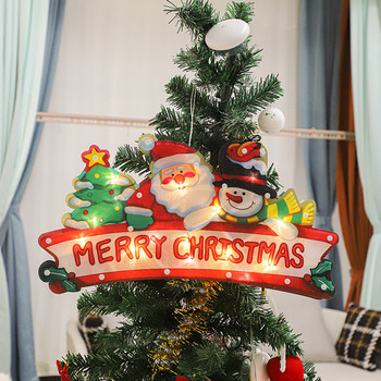 Коледна елха Снежен човек Дядо Коледа Висящи светлини за прозорец с вендуза за нова година Коледа Празник Вътрешен декор на открито