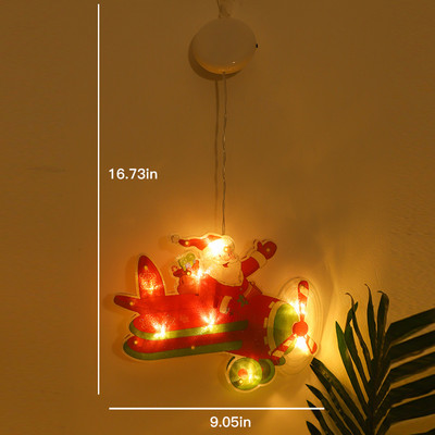 Pom de Crăciun Om de zăpadă Moș Crăciun Lumini suspendate pentru fereastră cu cârlig cu ventuză pentru vacanța de Anul Nou decor interior exterior