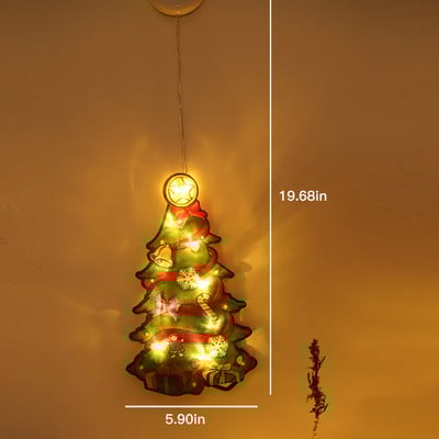 Pom de Crăciun Om de zăpadă Moș Crăciun Lumini suspendate pentru fereastră cu cârlig cu ventuză pentru vacanța de Anul Nou decor interior exterior