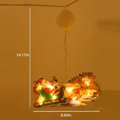 Pom de Crăciun Om de zăpadă Moș Crăciun Lumini suspendate pentru fereastră cu cârlig cu ventuză pentru vacanța de Anul Nou decor interior exterior