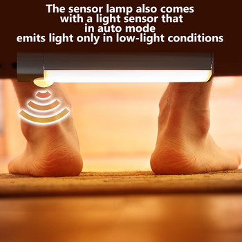 Сензор за движение Led Light USB акумулаторен шкаф Безжична нощна лампа Кухня Спалня Декор Шкаф Стенни магнитни ленти Светлини