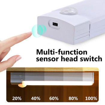 Сензор за движение Led Light USB акумулаторен шкаф Безжична нощна лампа Кухня Спалня Декор Шкаф Стенни магнитни ленти Светлини