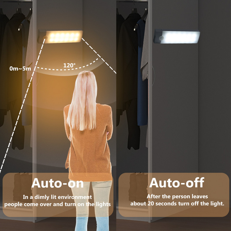 Senzor pokreta Led svjetlo USB punjivi ormarić Bežična noćna svjetiljka Kuhinja Spavaća soba Ormar Zidna svjetla s magnetskom trakom