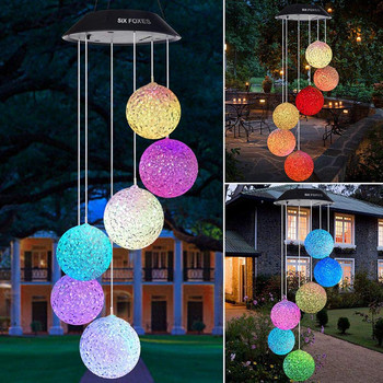 LED Solar Ball Light Πολύχρωμο Wind Chime Light Διακοσμητικό φωτιστικό κήπου για εορταστική διακόσμηση γάμου νεράιδα εξωτερικού χώρου