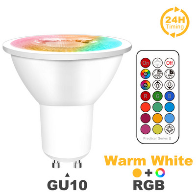 Bec LED cu schimbare de culoare RGB E27 GU10 Lampă inteligentă cu telecomandă IR Spot LED de tavan 220V 110V Spot reglabil acasă