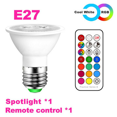 Bec LED cu schimbare de culoare RGB E27 GU10 Lampă inteligentă cu telecomandă IR Spot LED de tavan 220V 110V Spot reglabil acasă