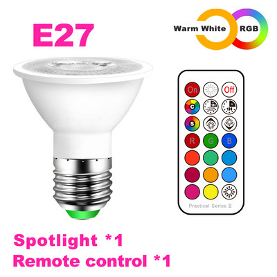 Bec LED cu schimbare de culoare RGB E27 GU10 Lampă inteligentă cu telecomandă IR Spot LED de tavan 220V 110V Spot reglabil acasă