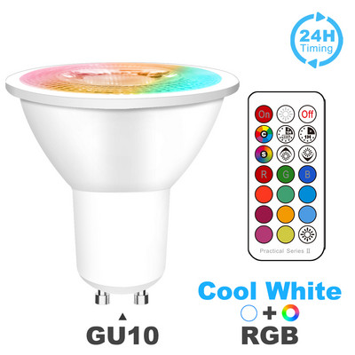 Bec LED cu schimbare de culoare RGB E27 GU10 Lampă inteligentă cu telecomandă IR Spot LED de tavan 220V 110V Spot reglabil acasă