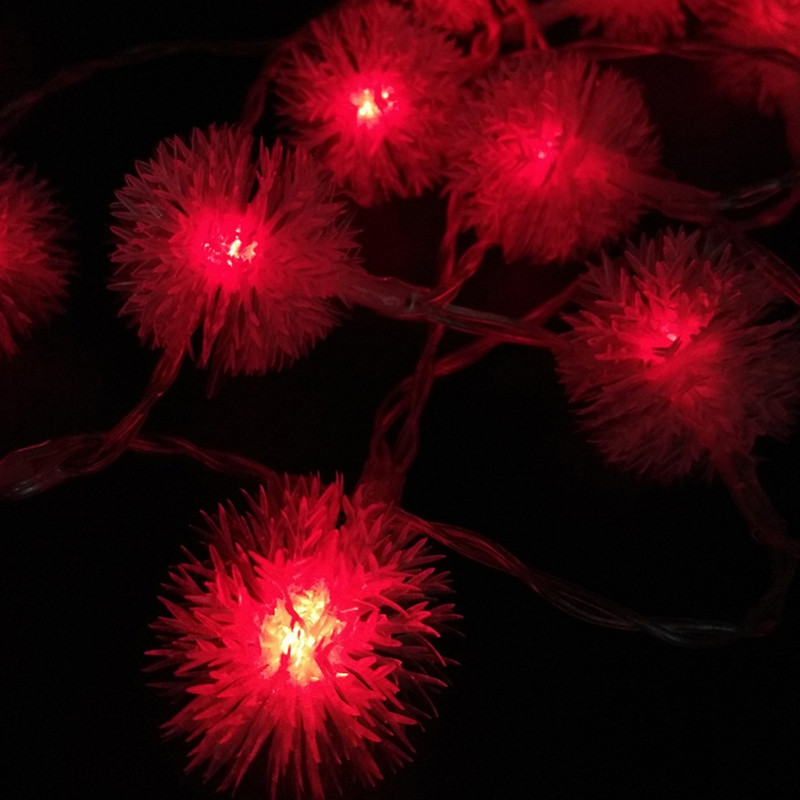 YIYANG sniego kamuolys 2M 20 rutuliukų LED styginių lemputės Kalėdų girliandos vakarėliui, vestuvių dekoravimo blykstė Pasakų lemputės AA baterija