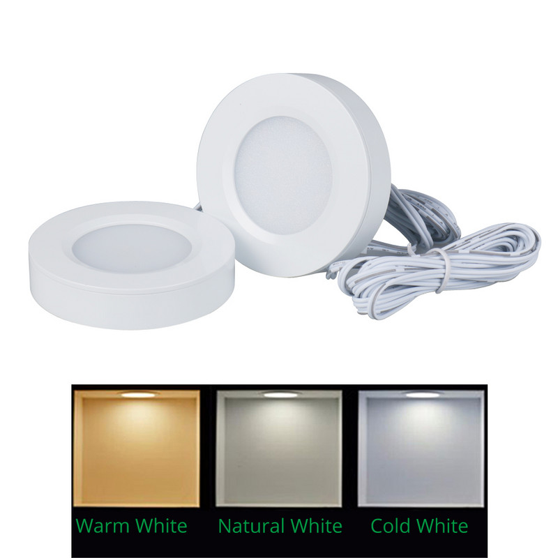 Szekrény alatti lámpák 12V LED-es konyhai szekrény világítás lámpák polc vitrin kerek Puck fény Könyvespolc pult bútor lámpa