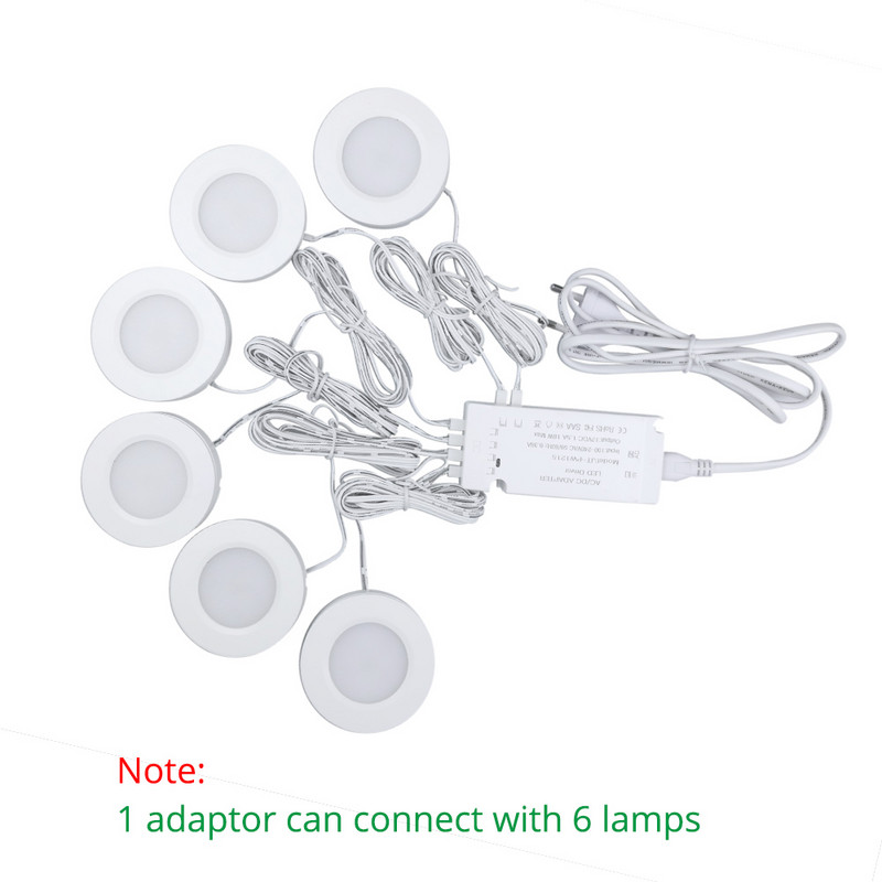 Szekrény alatti lámpák 12V LED-es konyhai szekrény világítás lámpák polc vitrin kerek Puck fény Könyvespolc pult bútor lámpa