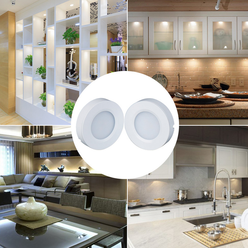 Szekrény alatti lámpák 12V LED-es konyhai szekrény világítás lámpák polc vitrin kerek Puck fény Könyvespolc pult bútor lámpa