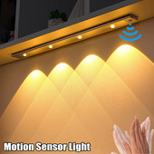 Încărcare USB LED Senzor de mișcare Lumină de noapte fără fir sub dulap ultra subțire Lampă dulap dulap Dormitor Bucătărie Lumini de interior