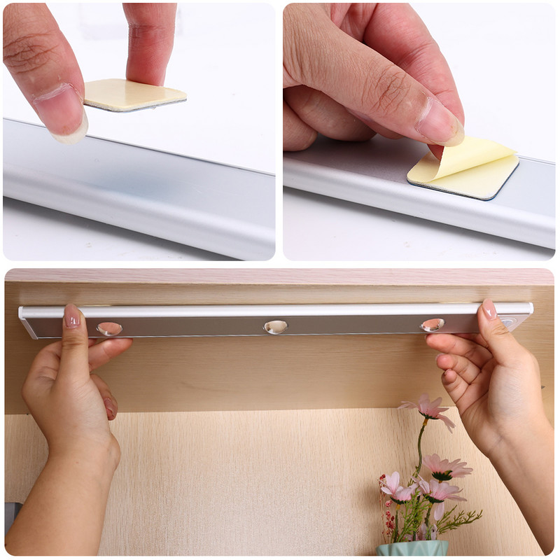 Încărcare USB LED Senzor de mișcare Lumină de noapte fără fir sub dulap ultra subțire Lampă dulap dulap Dormitor Bucătărie Lumini de interior