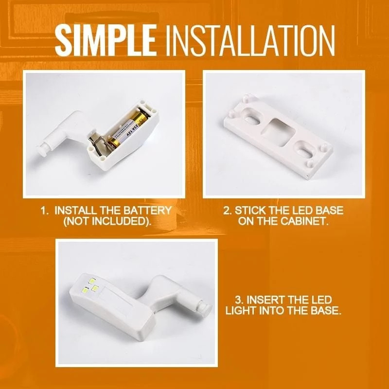 10 komada LED svjetiljke s unutarnjim šarkama ispod svjetiljki u ormaru Univerzalna svjetla senzora ormarića za ormar za spavaću sobu Kuhinja Noćna lampa
