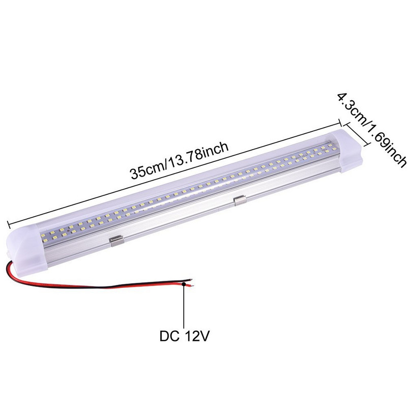 35 cm 5W automobilių LED šviesos juostos 12V spintelių lempos Automobilio vidaus darbo lempos vamzdis su jungikliu furgono sunkvežimio sunkvežimio kemperio valties lubų šviesa