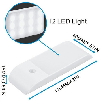12 LED лампа Нощна лампа Човешко тяло Индукционна акумулаторна гардеробна нощна лампа USB детектор за движение Индукционен сензор за спалня