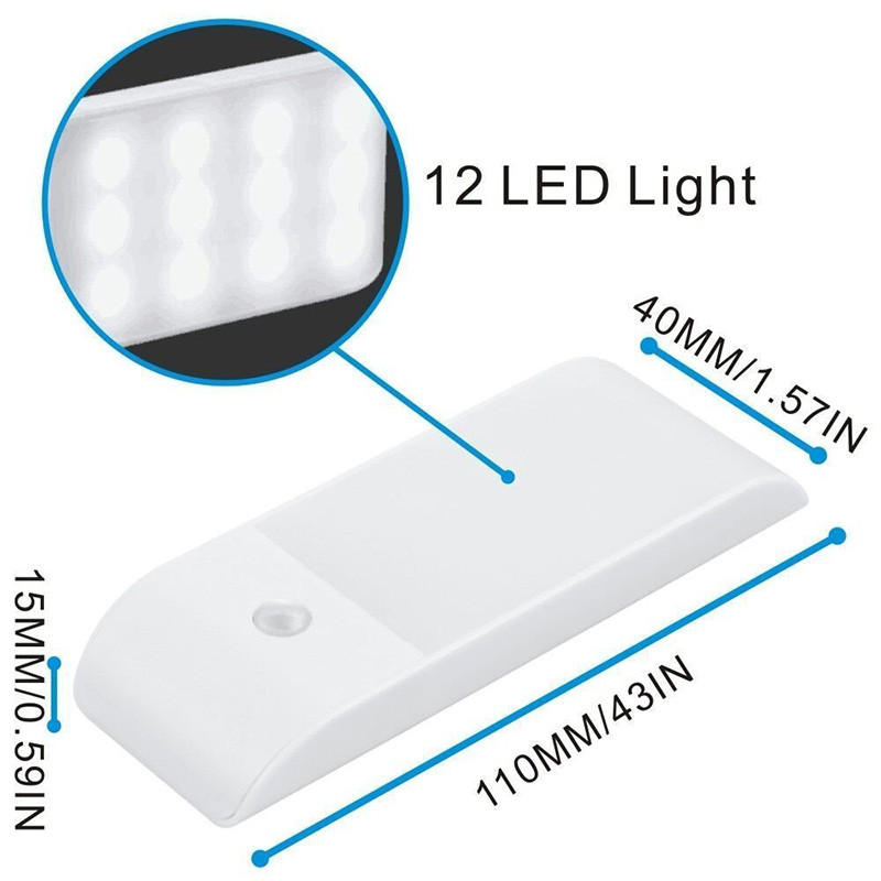 12 Λάμπα LED Night Light Human Body Επαναφορτιζόμενη Ντουλάπα Νυχτερινό Φως USB Αισθητήρας επαγωγής ανιχνευτή κίνησης για υπνοδωμάτιο