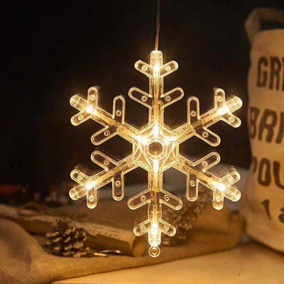 Ziemassvētku rotājumi LED piesūcekņi Gaismas Sniegpārslas Ziemassvētku vecītis Sniegavīrs Mēness feja Kāzu ballītes noformējums Svētku apgaismojums