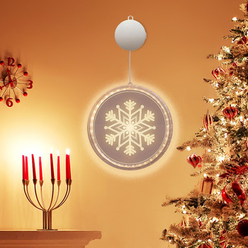 Коледна украса LED светлинен прозорец 3D Дядо Коледа Коледна елха Висяща лампа за дома Коледна украса 2022 г. LED светлина