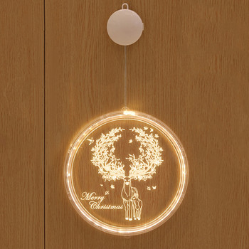 Χριστουγεννιάτικα Διακοσμητικά LED Φωτιστικό Παράθυρο 3D Άγιος Βασίλης Χριστουγεννιάτικο Δέντρο Κρεμαστό φωτιστικό για Χριστουγεννιάτικα Διακοσμητικά σπιτιού 2022 Φωτιστικό LED
