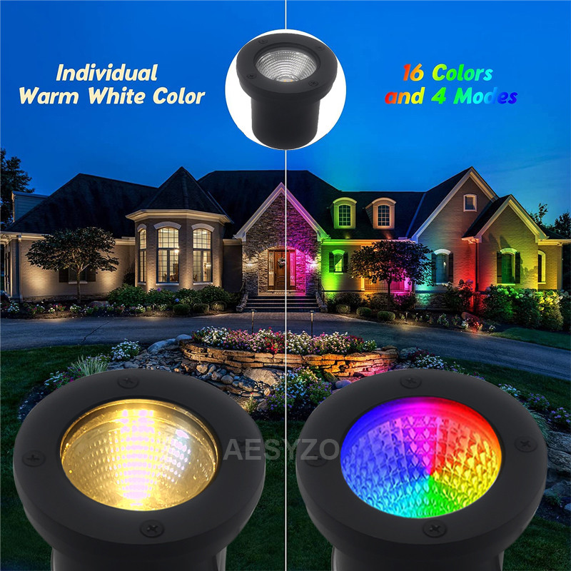 Kraštovaizdžio apšvietimas 12V 220V RGB šiltai baltas LED vidinio apšvietimo spalvas keičiantis lauko prožektorius, skirtas sodo denio medžių tako laiptams