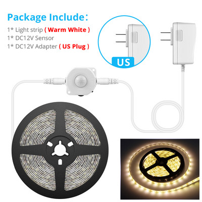 Juhtmeta PIR-liikumisandur LED kapialune valgustus magamistoa voodi öövalgusti DC 12V LED-riba köögikapp garderoobi lampide sisustus