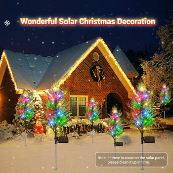Външна слънчева енергия LED Коледна елха Заземителна лампа Украсена вила Градина пътека Лампа за морава 2023 Новогодишно празнично осветление