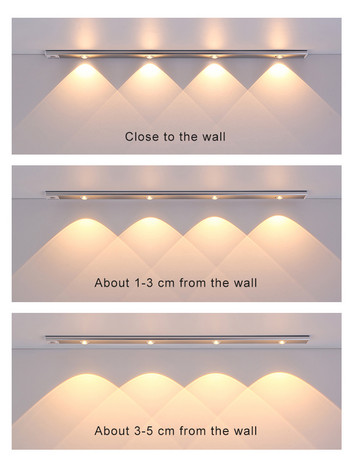 LED ултра тънка нощна светлина Сензор за движение Безжичен USB под шкаф осветление за кухненски шкаф Спалня Гардероб Вътрешно осветление