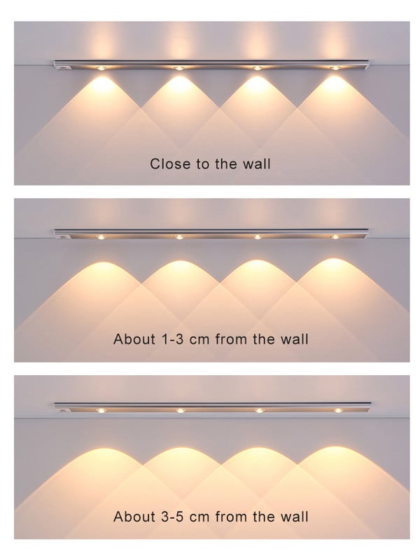 Lumină de noapte LED ultra subțire Senzor de mișcare USB fără fir Lumină sub dulap pentru dulap de bucătărie Dulap de dormitor Iluminare interioară