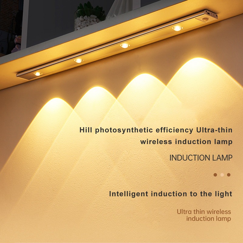 Lumină de noapte LED ultra subțire Senzor de mișcare USB fără fir Lumină sub dulap pentru dulap de bucătărie Dulap de dormitor Iluminare interioară