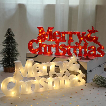 LED Коледна фея Светлина Коледна елха Цветен венец Декорация Струнна светлина Празнична Нова Година Весела Коледа Лого Писмо Лампа