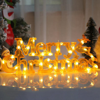 LED Коледна фея Светлина Коледна елха Цветен венец Декорация Струнна светлина Празнична Нова Година Весела Коледа Лого Писмо Лампа