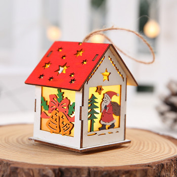 Коледна украса Дървени орнаменти Висулки за кабина Светещи украшения за коледно дърво Коледна украса за дома