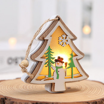Коледна украса Дървени орнаменти Висулки за кабина Светещи украшения за коледно дърво Коледна украса за дома