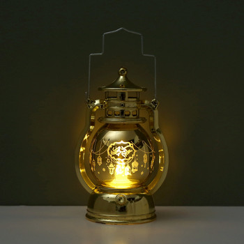 Празнична декорация EID Близкоизточен фестивал LED фенер Вятърна лампа Преносима издълбана малка лампа за коне Електронна лампа за свещ