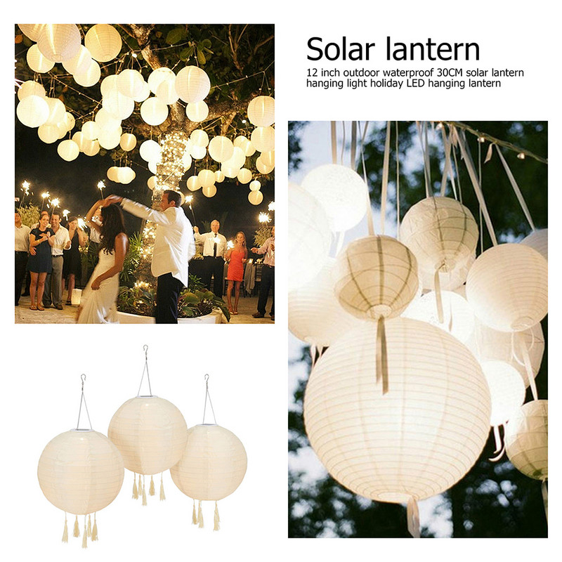 1-2 vnt saulės žibintų lempos lauko vandeniui atsparus nailoninis kabantis žibintas, tradicinis kinų ornamentas restorano festivalio dekoravimui